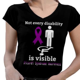 Every Disability Is Visible Aicardi Syndrome Awareness Purple Ribbon Aicardi Syndrome Support Aicardi Syndrome Awareness Women V-Neck T-Shirt | Favorety