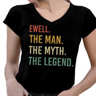 Ewell Name Shirt Ewell Family Name V4 Women V-Neck T-Shirt - Monsterry