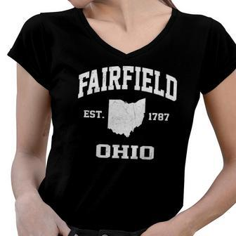 Fairfield Ohio Oh Vintage State Athletic Style Women V-Neck T-Shirt | Mazezy