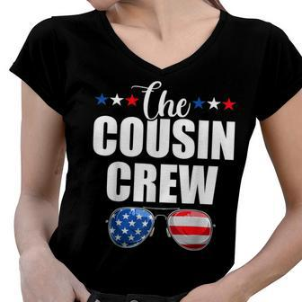 Family 4Th Of July Matching Cousin Crew American Flag Women V-Neck T-Shirt - Seseable