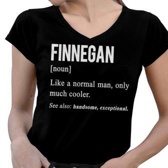 Finnegan Name Gift Finnegan Funny Definition Women V-Neck T-Shirt - Seseable