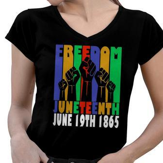 Freedom Juneteenth June 19Th 1865 Black Freedom Independence Women V-Neck T-Shirt | Mazezy