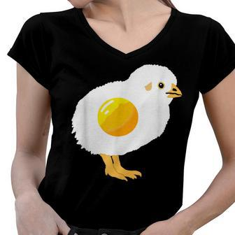 Fried Egg Chicken Sunny Side Up Egg Yolk Breakfast Food Women V-Neck T-Shirt - Seseable