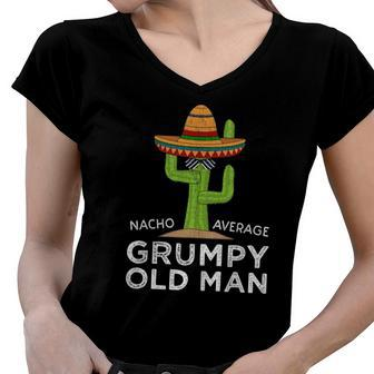 Fun Hilarious Funny Grumpy Old Man Women V-Neck T-Shirt | Mazezy