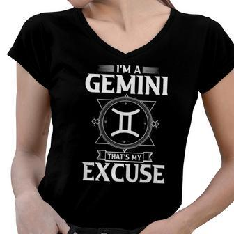 Funny Astrology May June Birthday Gifts Gemini Zodiac Sign Women V-Neck T-Shirt | Mazezy