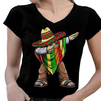 Funny Dabbing Taco Cinco De May Mexican Food V2 Women V-Neck T-Shirt | Favorety DE