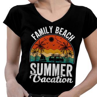 Funny Enjoy The Summer Family Beach Summer Vacation Women V-Neck T-Shirt | Favorety AU