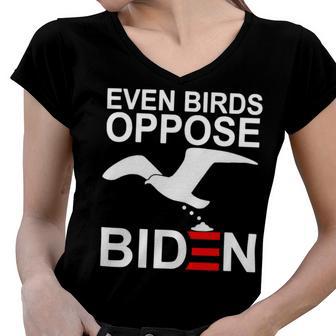 Funny Even Birds Oppose Biden Women V-Neck T-Shirt | Favorety CA