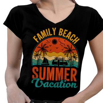 Funny Family Beach Summer Vacation Women V-Neck T-Shirt | Favorety DE