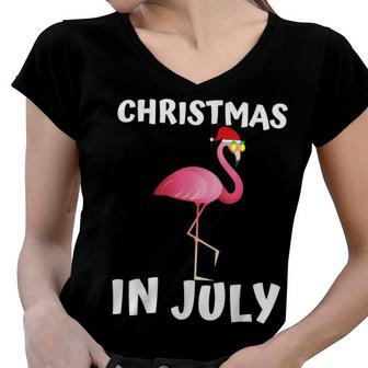 Funny Flamingo Christmas In July For Women Men Kids Women V-Neck T-Shirt - Seseable