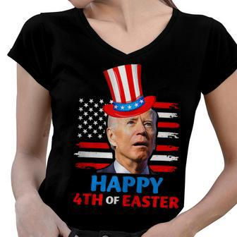 Funny Joe Biden Happy 4Th Of Easter Confused 4Th Of July Women V-Neck T-Shirt - Seseable