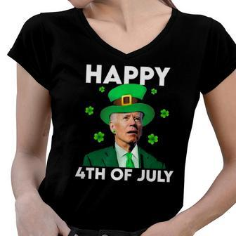 Funny Joe Biden Happy 4Th Of July St Patricks Day Women V-Neck T-Shirt | Mazezy