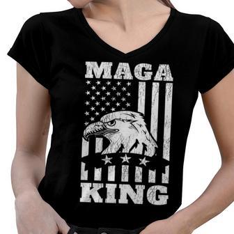 Funny Maga King Trump Supporter Gift Maga King Women V-Neck T-Shirt | Favorety CA