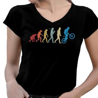 Funny Mountain Bike Evolution Biker Best V2 Women V-Neck T-Shirt | Favorety