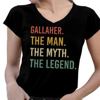 Gallaher Name Shirt Gallaher Family Name V4 Women V-Neck T-Shirt - Monsterry DE