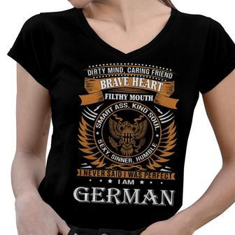 German Name Gift German Brave Heart Women V-Neck T-Shirt - Seseable