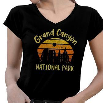 Grand Canyon National Park Hiking Travel Retro Gift Women V-Neck T-Shirt | Mazezy