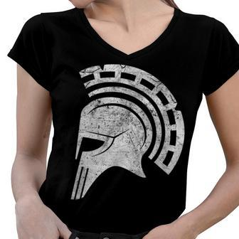 Greek Spartan Helmet Greek Independence Day Greece Pride Women V-Neck T-Shirt - Seseable