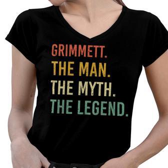 Grimmett Name Shirt Grimmett Family Name Women V-Neck T-Shirt - Monsterry UK