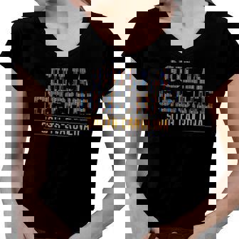 Gulla Geechee Culture South Carolina African Kente Pattern Women V-Neck T-Shirt | Mazezy