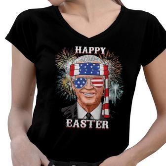 Happy Easter Confused Joe Biden 4Th Of July Funny Women V-Neck T-Shirt | Mazezy