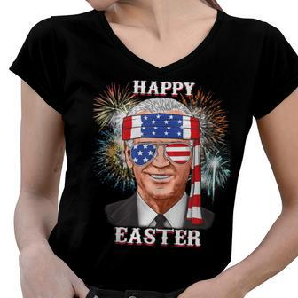 Happy Easter Confused Joe Biden 4Th Of July Funny Women V-Neck T-Shirt - Seseable