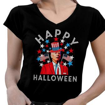 Happy Halloween Joe Biden 4Th Of July Memorial Independence Women V-Neck T-Shirt | Mazezy DE