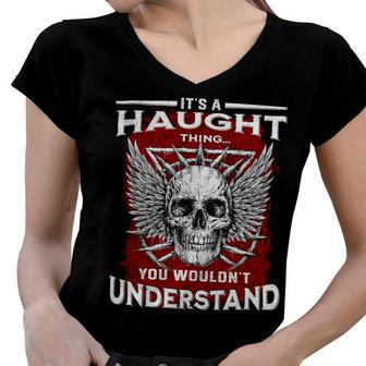 Haught Name Shirt Haught Family Name Women V-Neck T-Shirt - Monsterry AU