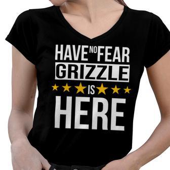 Have No Fear Grizzle Is Here Name Women V-Neck T-Shirt - Monsterry UK