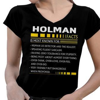Holman Name Gift Holman Facts Women V-Neck T-Shirt - Seseable