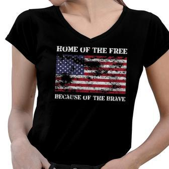 Home Of The Free Because Brave Grunge Women V-Neck T-Shirt | Mazezy