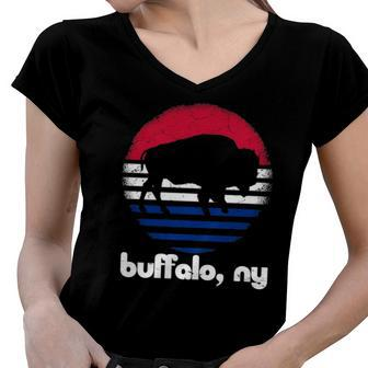 I Love Buffalo New York Retro Standing Buffalo Ny 716 Women V-Neck T-Shirt | Mazezy