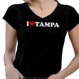 I Love Tampa - Heart Florida Vacation Gift Women V-Neck T-Shirt | Mazezy