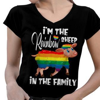Im The Rainbow Sheep In The Family Lgbtq Pride Women V-Neck T-Shirt - Seseable