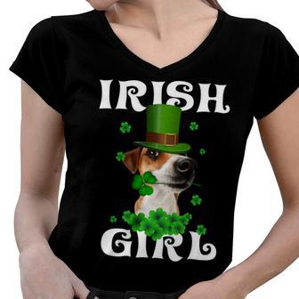 Jack Russell Terrier Patricks Day For Dog Lovers Women V-Neck T-Shirt | Favorety