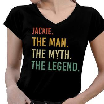 Jackie Name Shirt Jackie Family Name V6 Women V-Neck T-Shirt - Monsterry UK