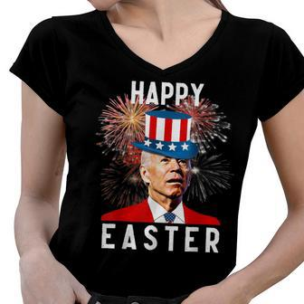 Joe Biden Happy Easter For Funny 4Th Of July Women V-Neck T-Shirt - Seseable