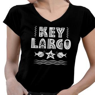 Key Largo Florida Fish Ocean Life Women V-Neck T-Shirt | Mazezy