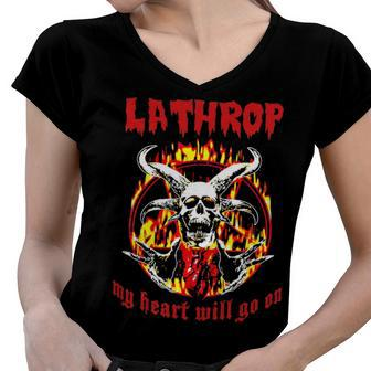 Lathrop Name Gift Lathrop Name Halloween Gift Women V-Neck T-Shirt - Seseable