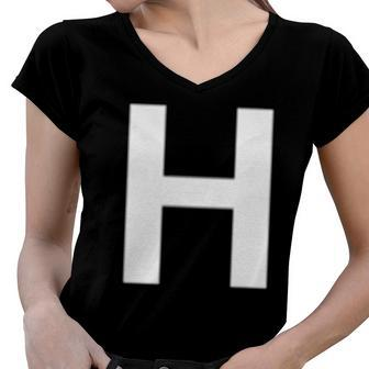 Letter H Alphabet Monogram H Initial Name Women V-Neck T-Shirt | Mazezy