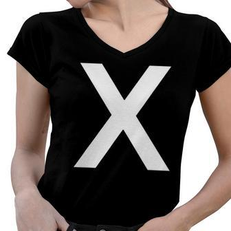 Letter X Alphabet Initial Monogram Women V-Neck T-Shirt | Mazezy
