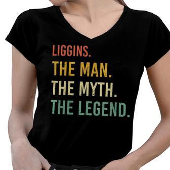 Liggins Name Shirt Liggins Family Name V2 Women V-Neck T-Shirt - Monsterry