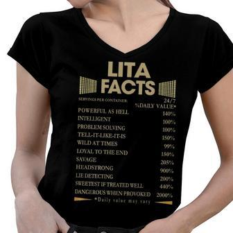 Lita Name Gift Lita Facts Women V-Neck T-Shirt - Seseable