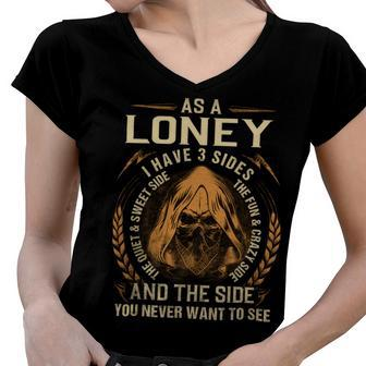 Loney Name Shirt Loney Family Name V2 Women V-Neck T-Shirt - Monsterry AU