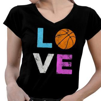 Love Basketball American Team Fan Gift Women V-Neck T-Shirt | Mazezy
