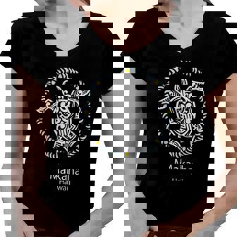 Makaha Hawaii - Tribal Turtle State Of Hawaii Women V-Neck T-Shirt | Mazezy