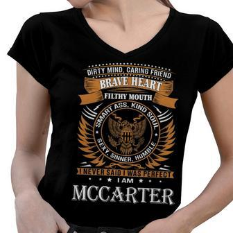 Mccarter Name Gift Mccarter Brave Heart Women V-Neck T-Shirt - Seseable