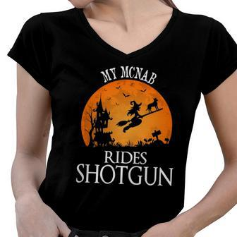 Mcnab Rides Shotgun Dog Lover Party Women V-Neck T-Shirt | Mazezy