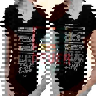 Mixtape Cassettes Retro Vintage Music Cassette 90S 80S Tape Women V-Neck T-Shirt | Mazezy