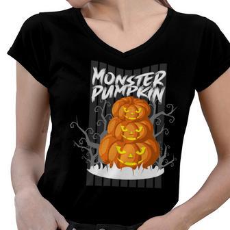 Monster Pumpkin Women V-Neck T-Shirt | Favorety AU